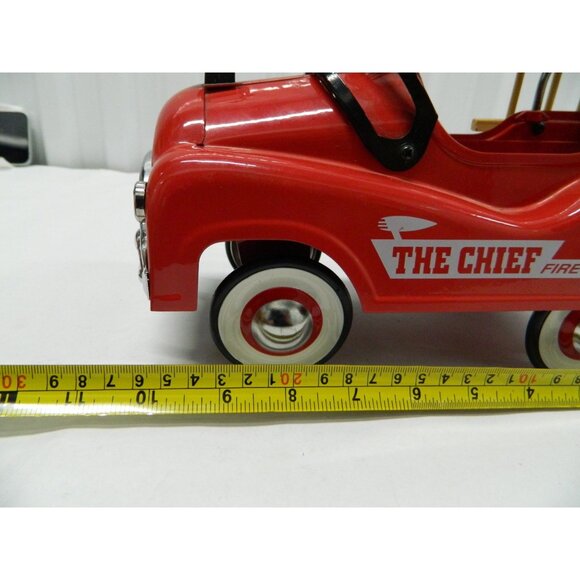 Christmas Farm Decor Red Metal Pedal Car "The Chief" Fire Truck Dept. Flower Pot - Picture 3 of 11